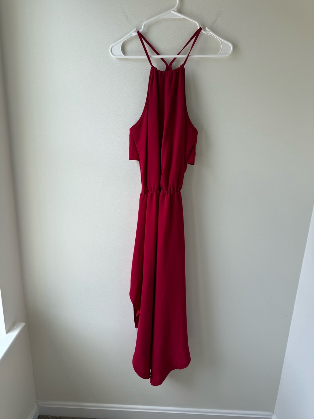 Sleeveless Red Halter Maxi Dress